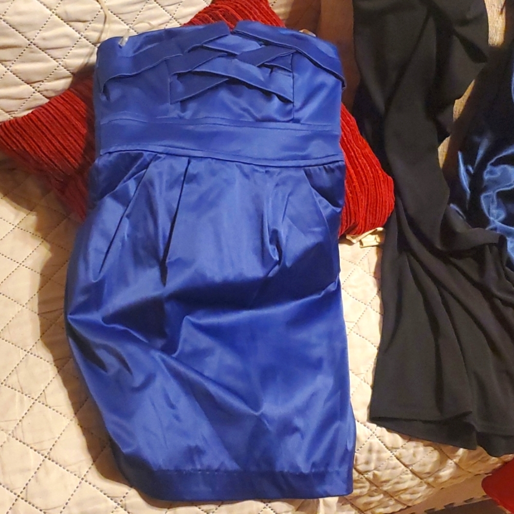 Royal blue cocktail dress with pockets